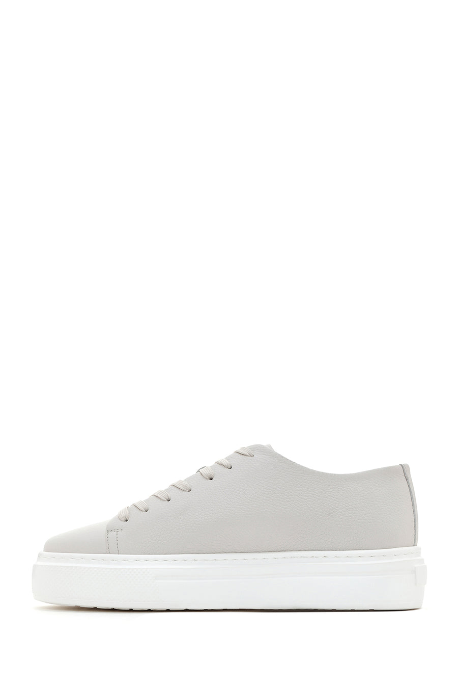 Men's White Thick Sole Lace Up Leather Sneaker