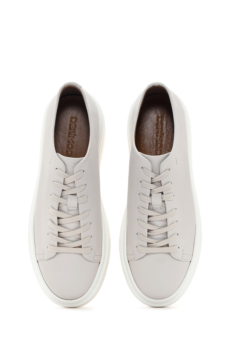 Men's White Thick Sole Lace Up Leather Sneaker
