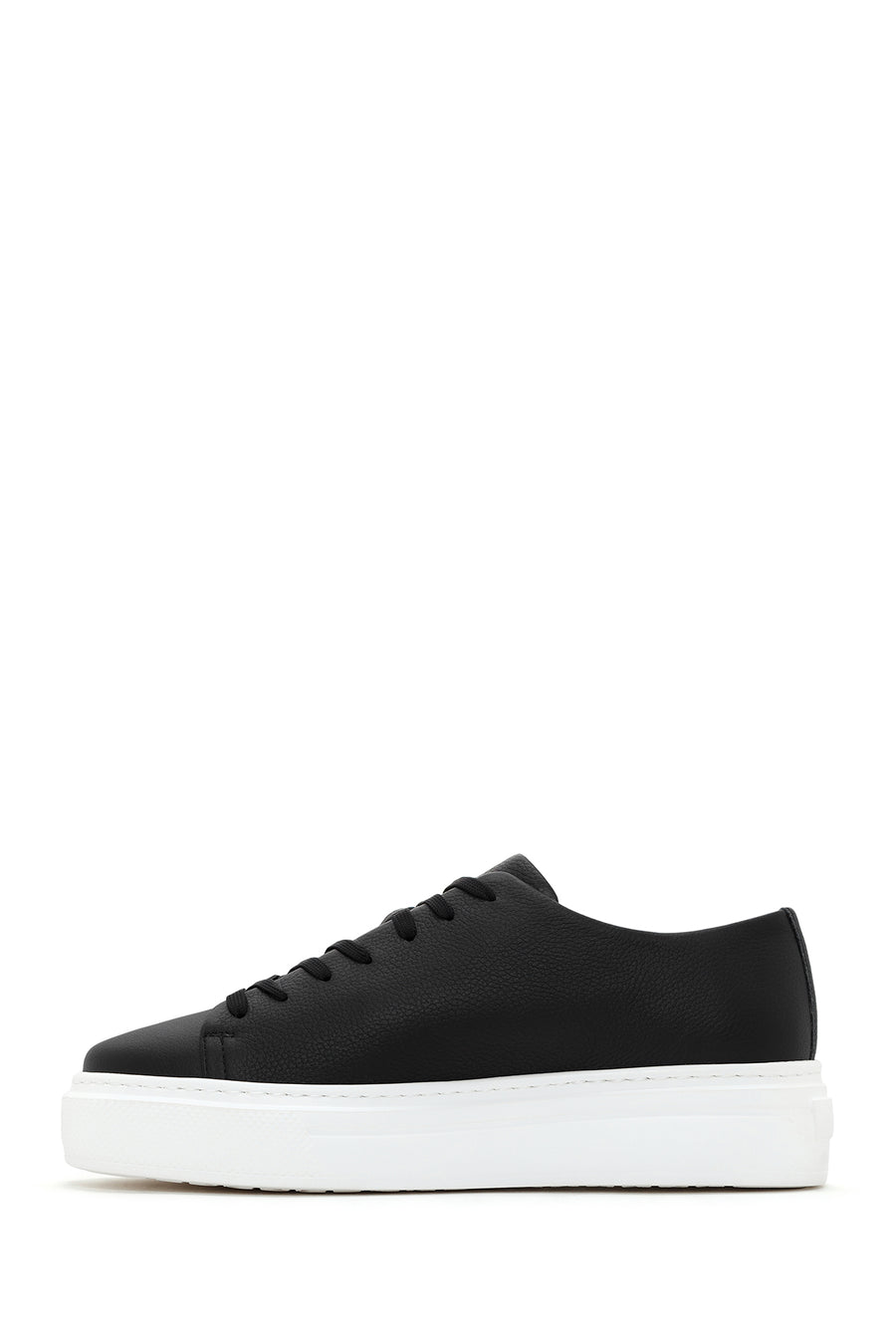 Men's Black Thick Sole Lace Up Leather Sneaker