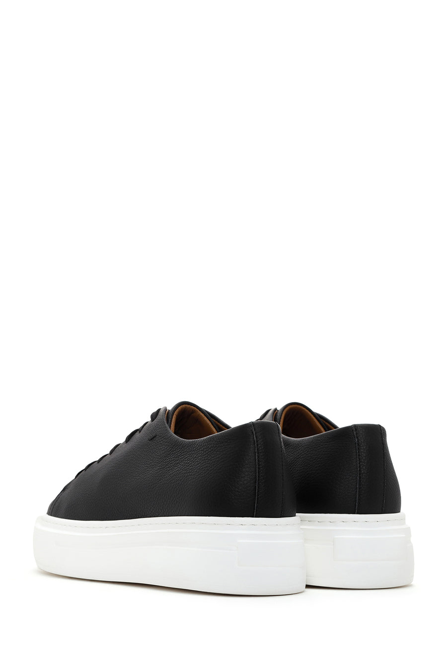 Men's Black Thick Sole Lace Up Leather Sneaker