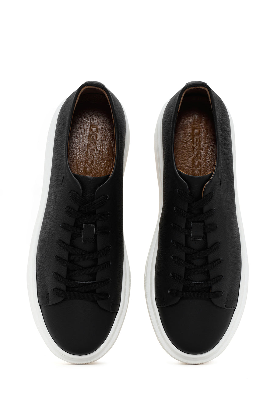 Men's Black Thick Sole Lace Up Leather Sneaker