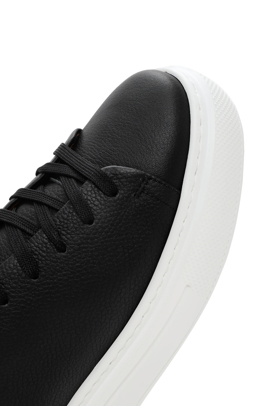Men's Black Thick Sole Lace Up Leather Sneaker