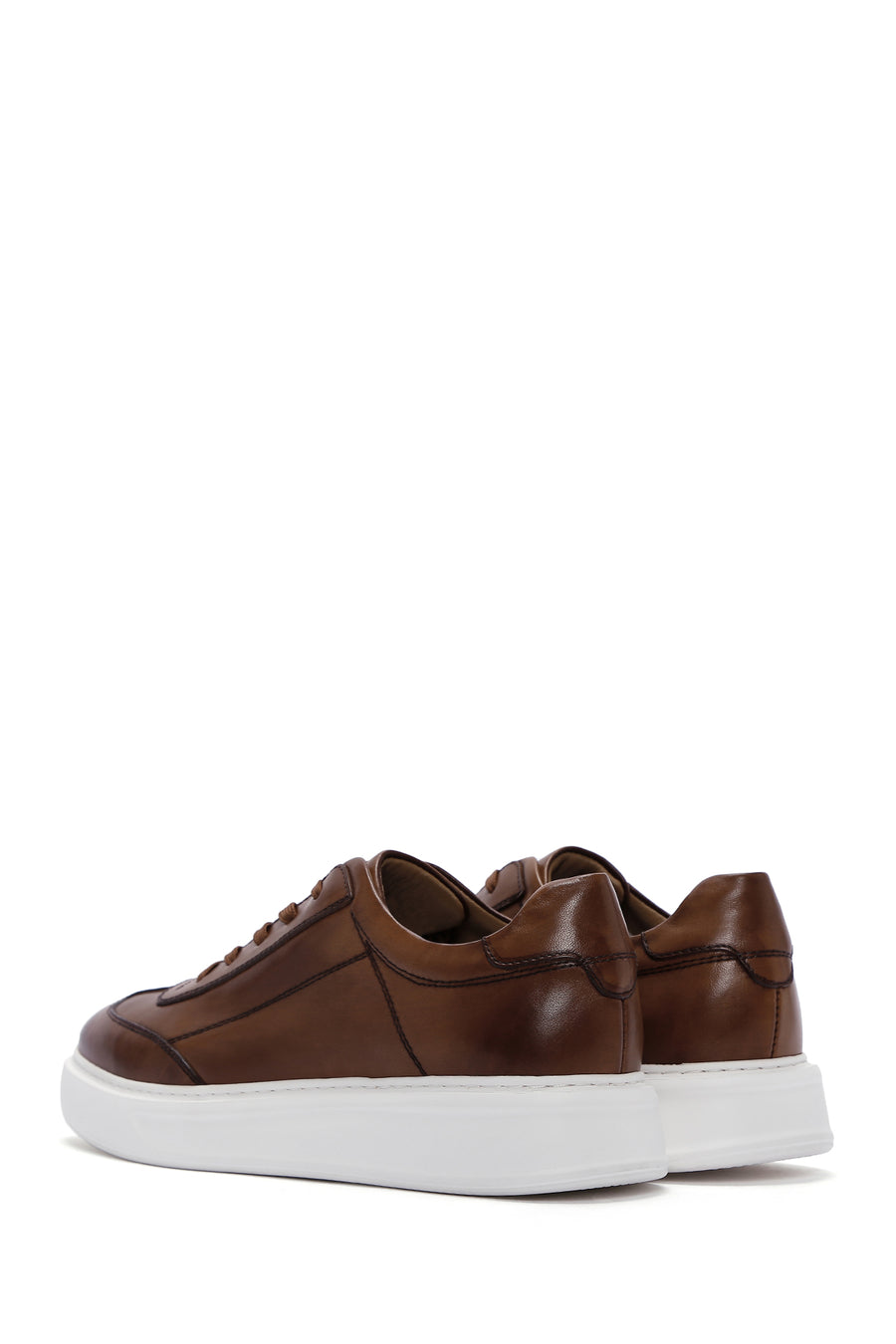 Men's Tan Thick Sole Lace Up Leather Sneaker