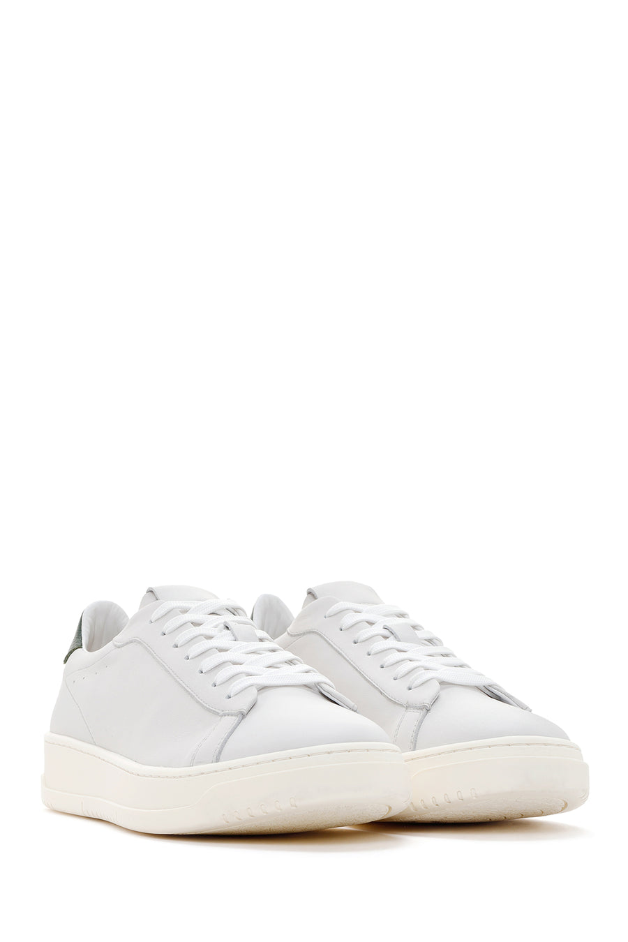 Men's White Thick Sole Lace Up Leather Sneaker