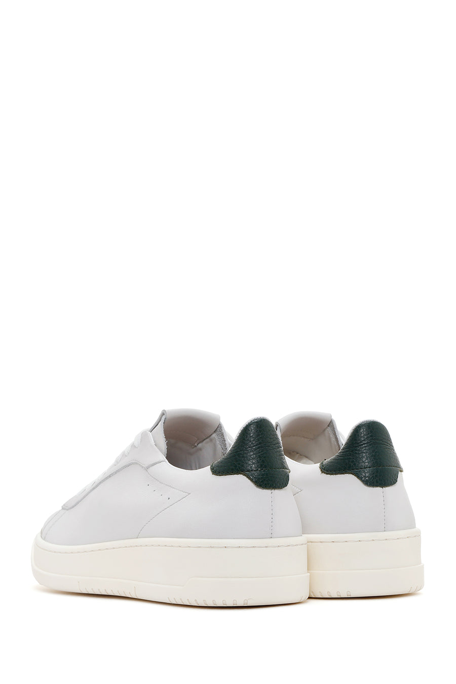 Men's White Thick Sole Lace Up Leather Sneaker