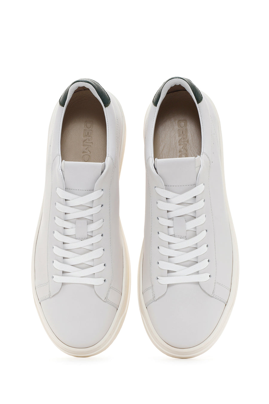 Men's White Thick Sole Lace Up Leather Sneaker