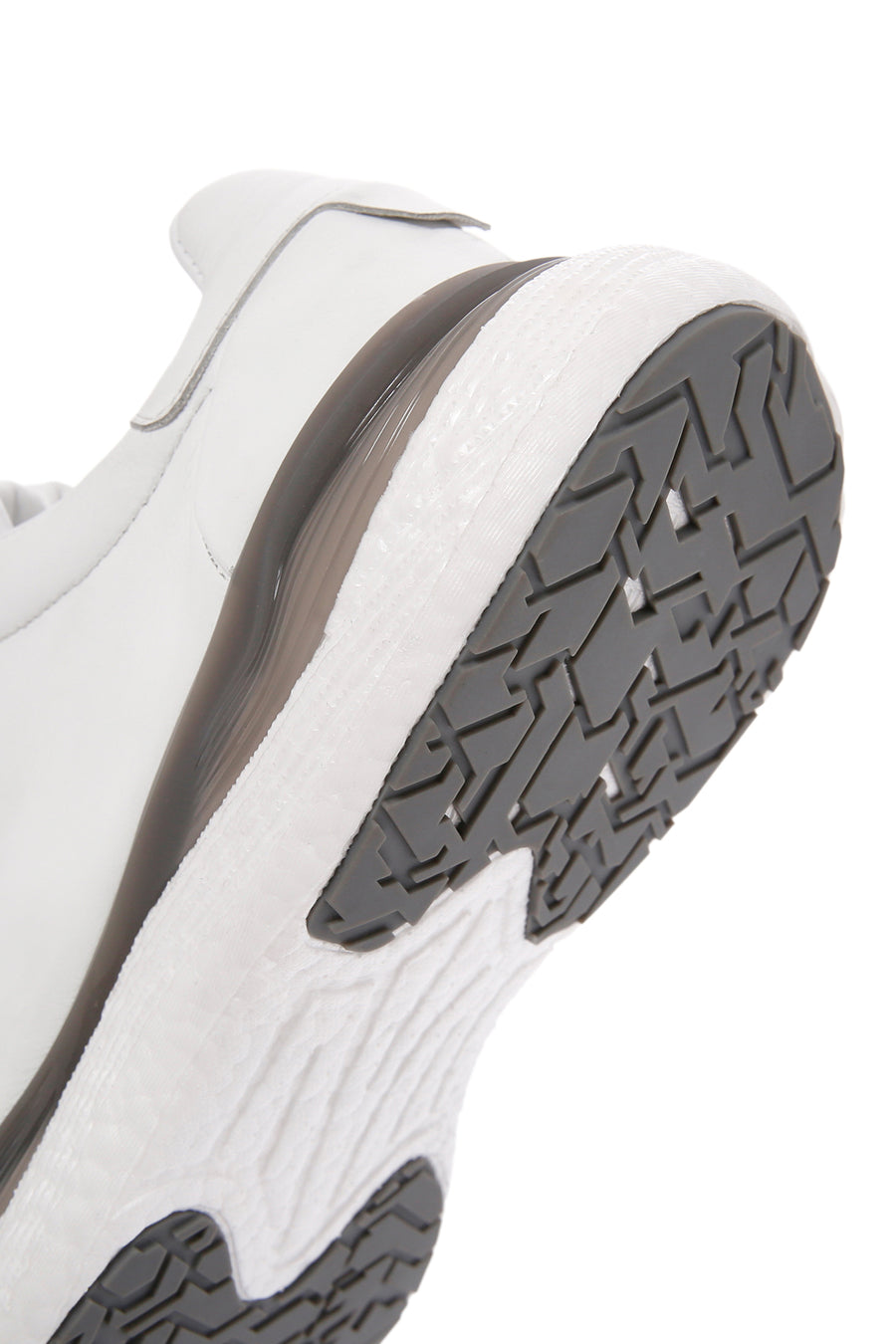 Men's White Lace-up Thick-Sole Leather Sneaker