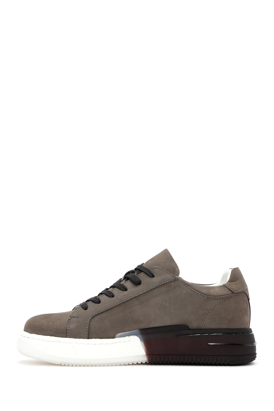 Erkek Gri Bağcıklı Nubuk Deri Sneaker