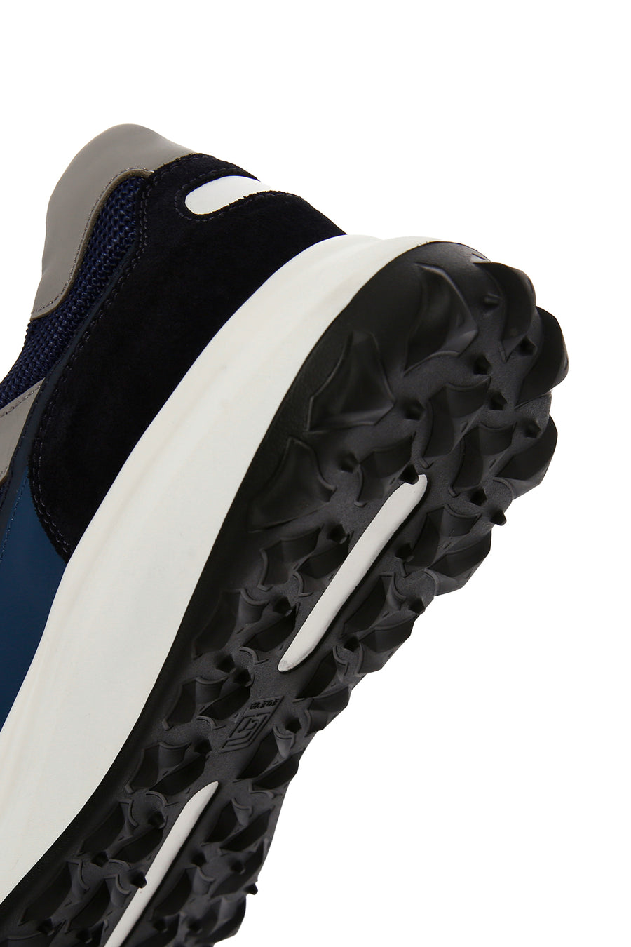 Men's Navy Blue Lace-up Thick-Sole Leather Sneaker