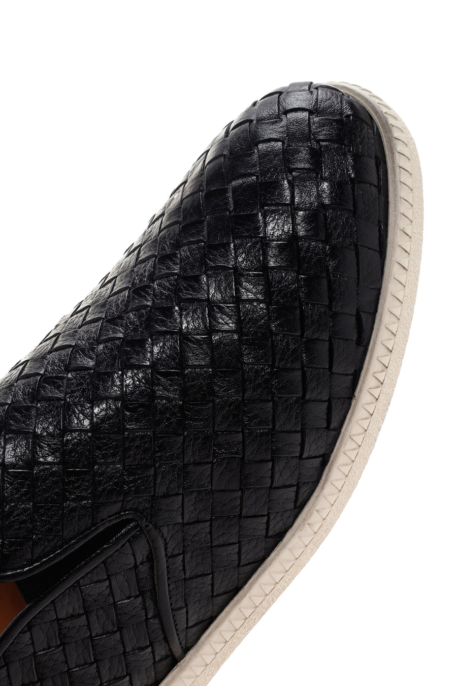 Men's Black Knit Leather Casual Loafer