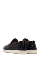 Men's Black Knit Leather Casual Loafer | Derimod