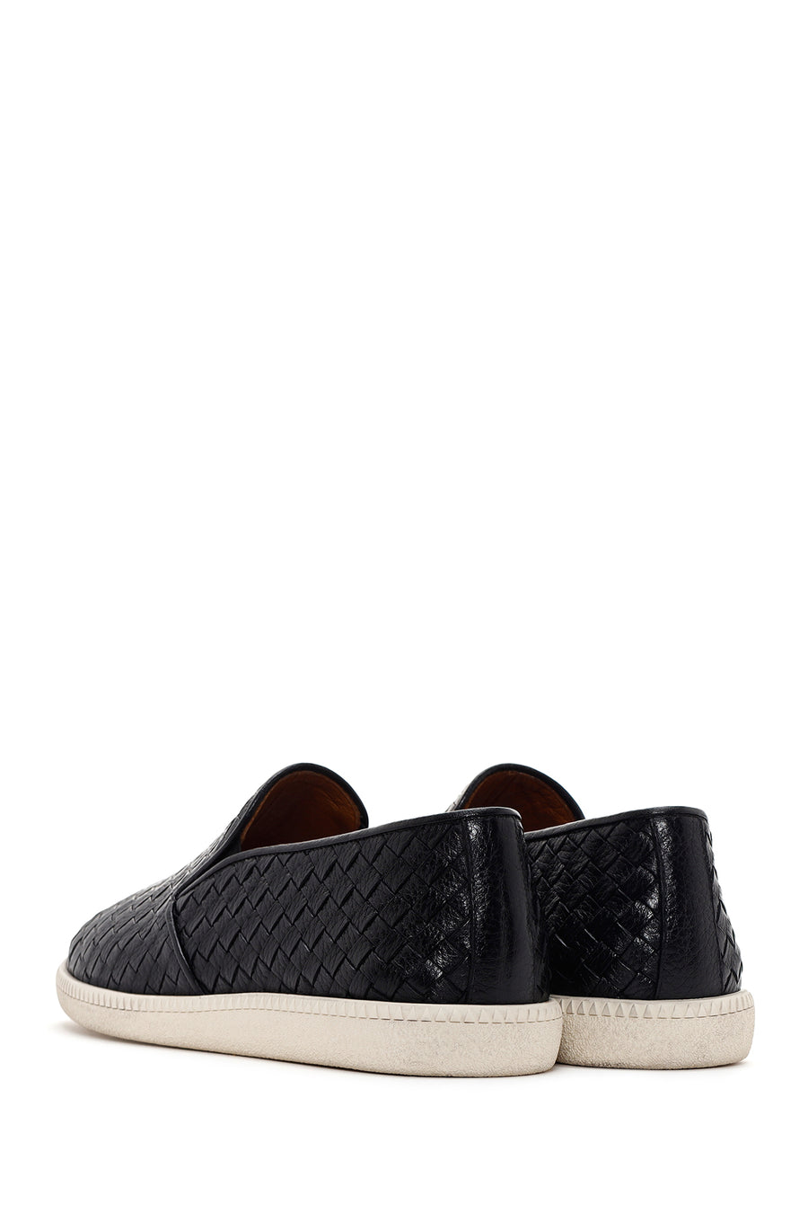 Men's Black Knit Leather Casual Loafer