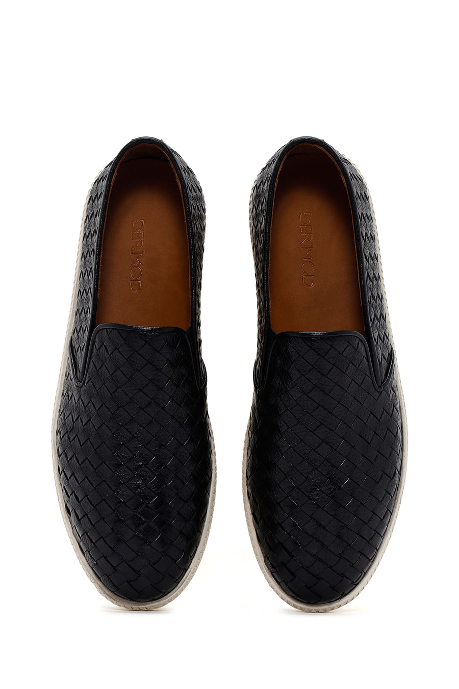 Men's Black Knit Leather Casual Loafer