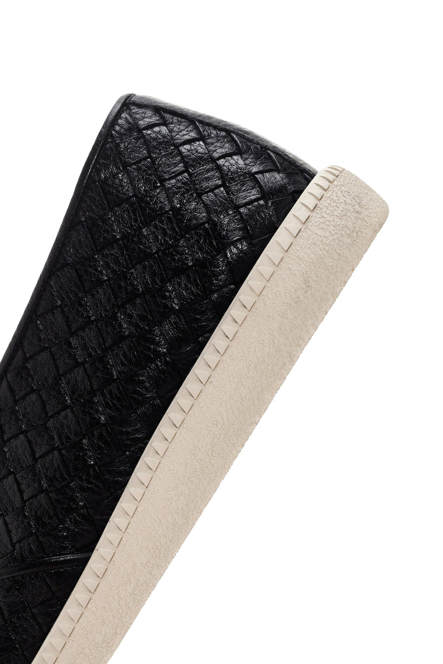 Men's Black Knit Leather Casual Loafer