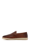 Men's Brown Knit Leather Casual Loafer | Derimod