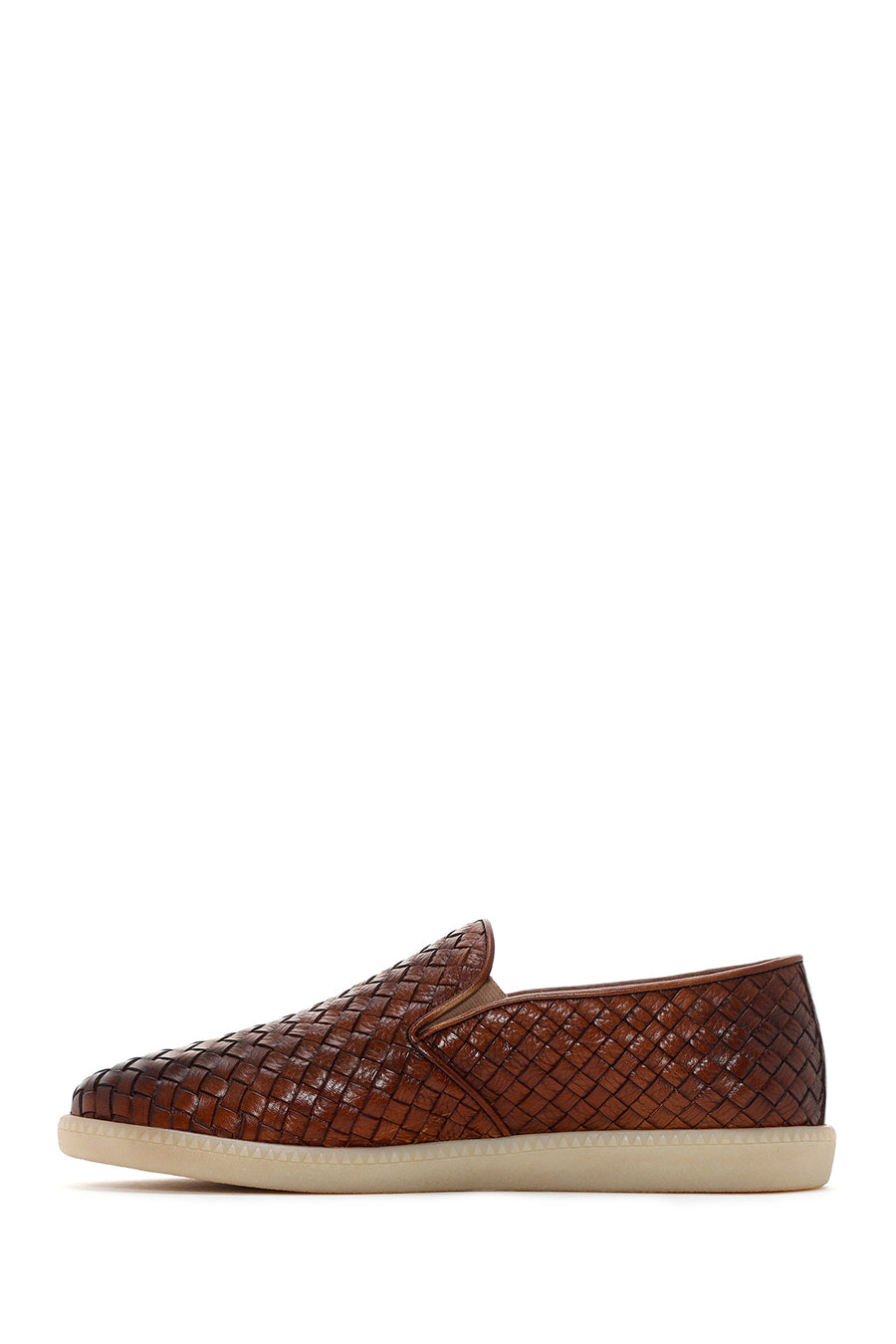 Men's Brown Knit Leather Casual Loafer