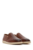 Men's Brown Knit Leather Casual Loafer | Derimod