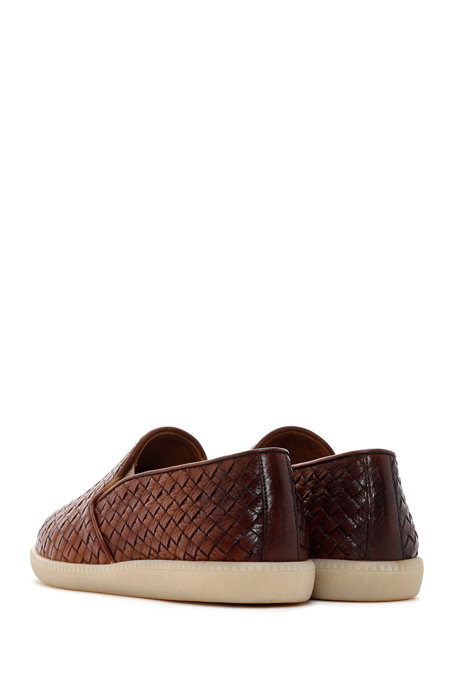 Men's Brown Knit Leather Casual Loafer