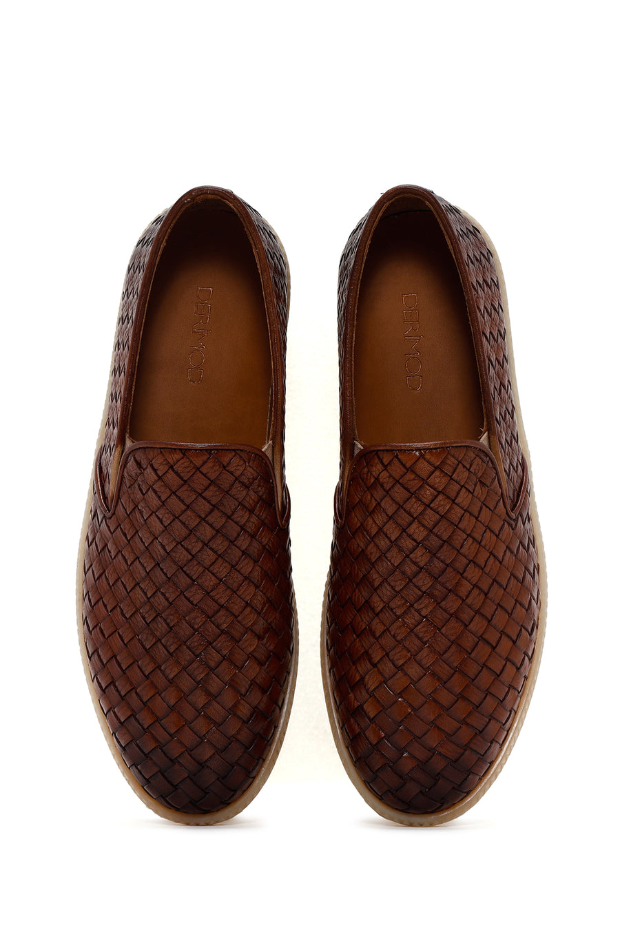 Men's Brown Knit Leather Casual Loafer