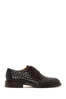 Men's Brown Lace-up Knitted Leather Classic Shoes | Derimod