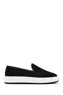 Men's Black Thick Soled Knit Leather Casual Loafer | Derimod