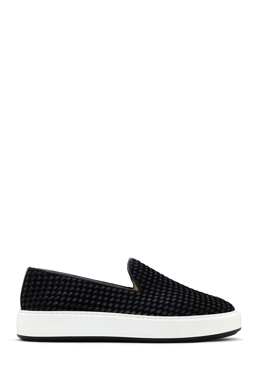 Men's Black Thick Soled Knit Leather Casual Loafer 24SFD615329 | Derimod