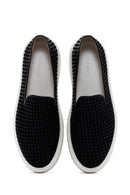 Men's Black Thick Soled Knit Leather Casual Loafer | Derimod
