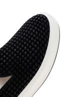 Men's Black Thick Soled Knit Leather Casual Loafer | Derimod