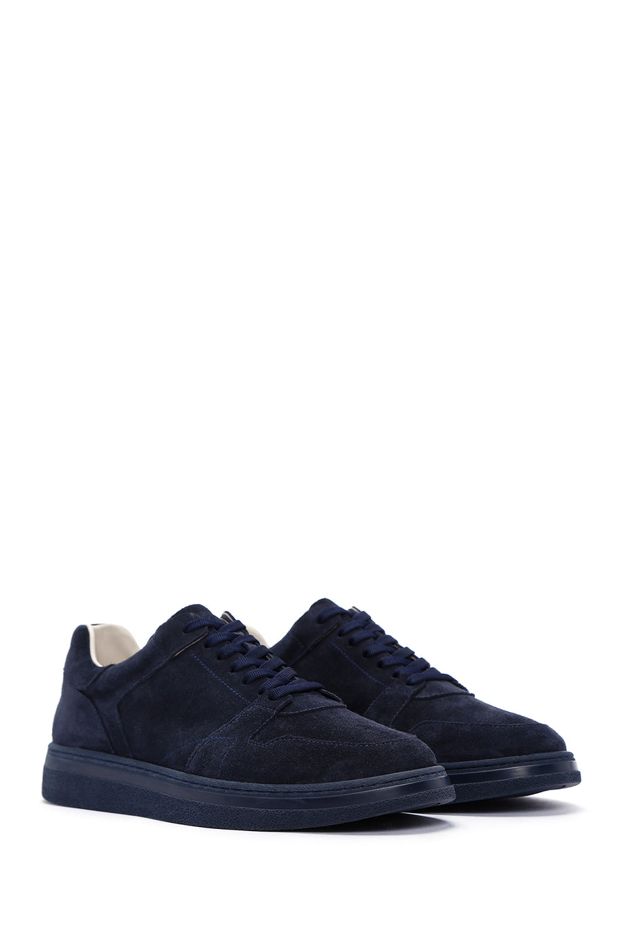 Men's Navy Blue Lace-up Suede Leather Sneaker