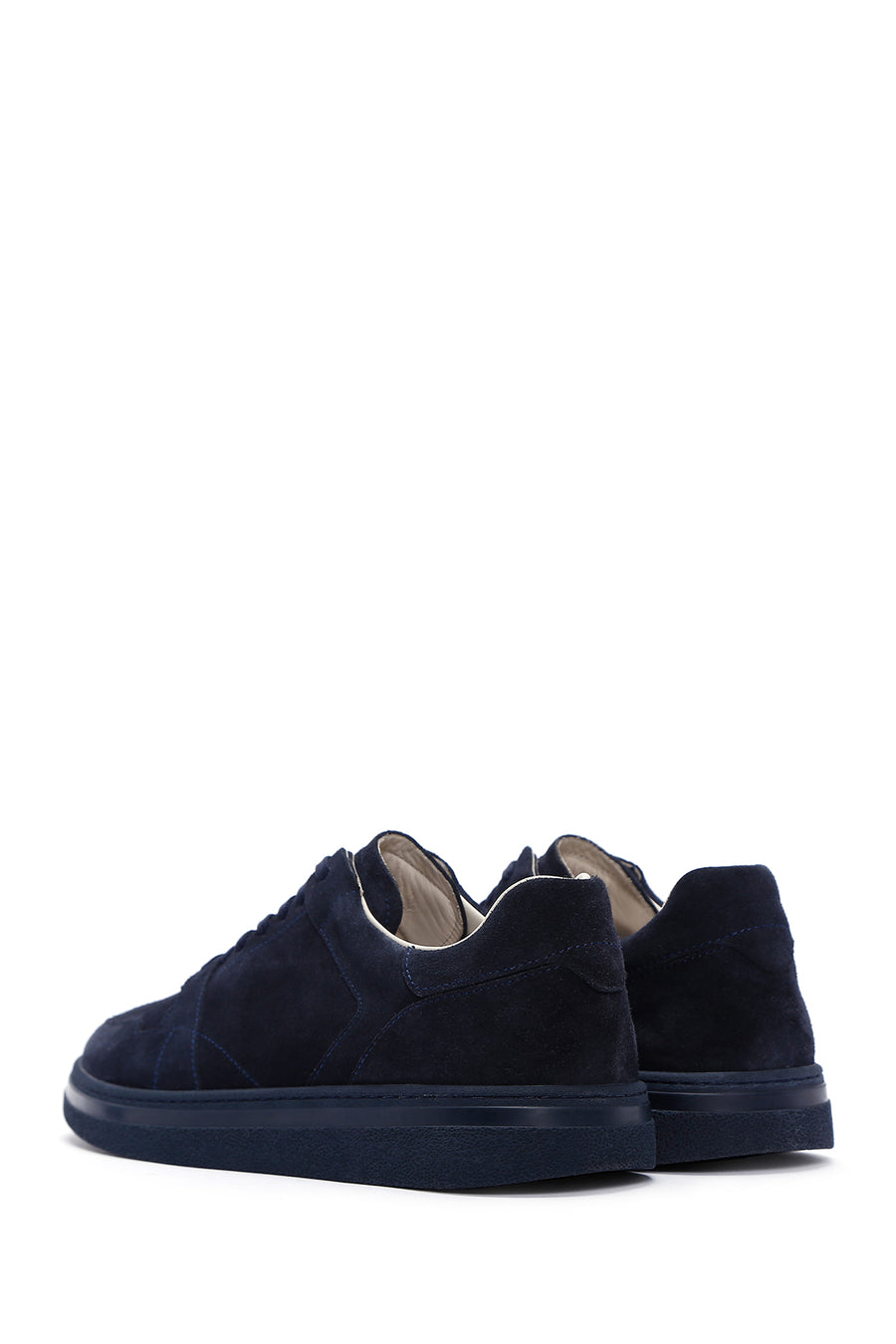 Men's Navy Blue Lace-up Suede Leather Sneaker