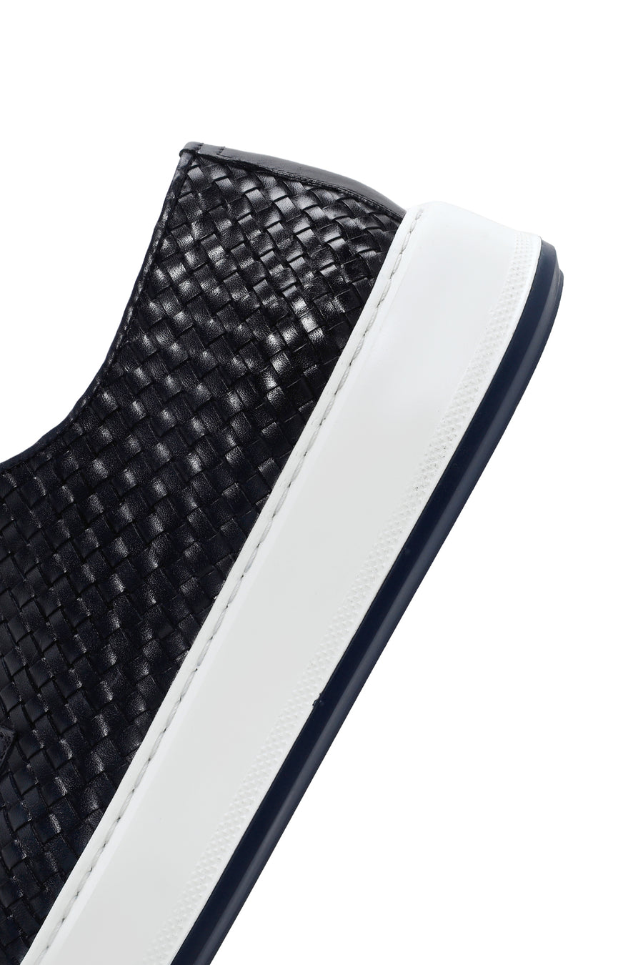 Men's Navy Blue Lace-Up Knitted Leather Casual Shoes