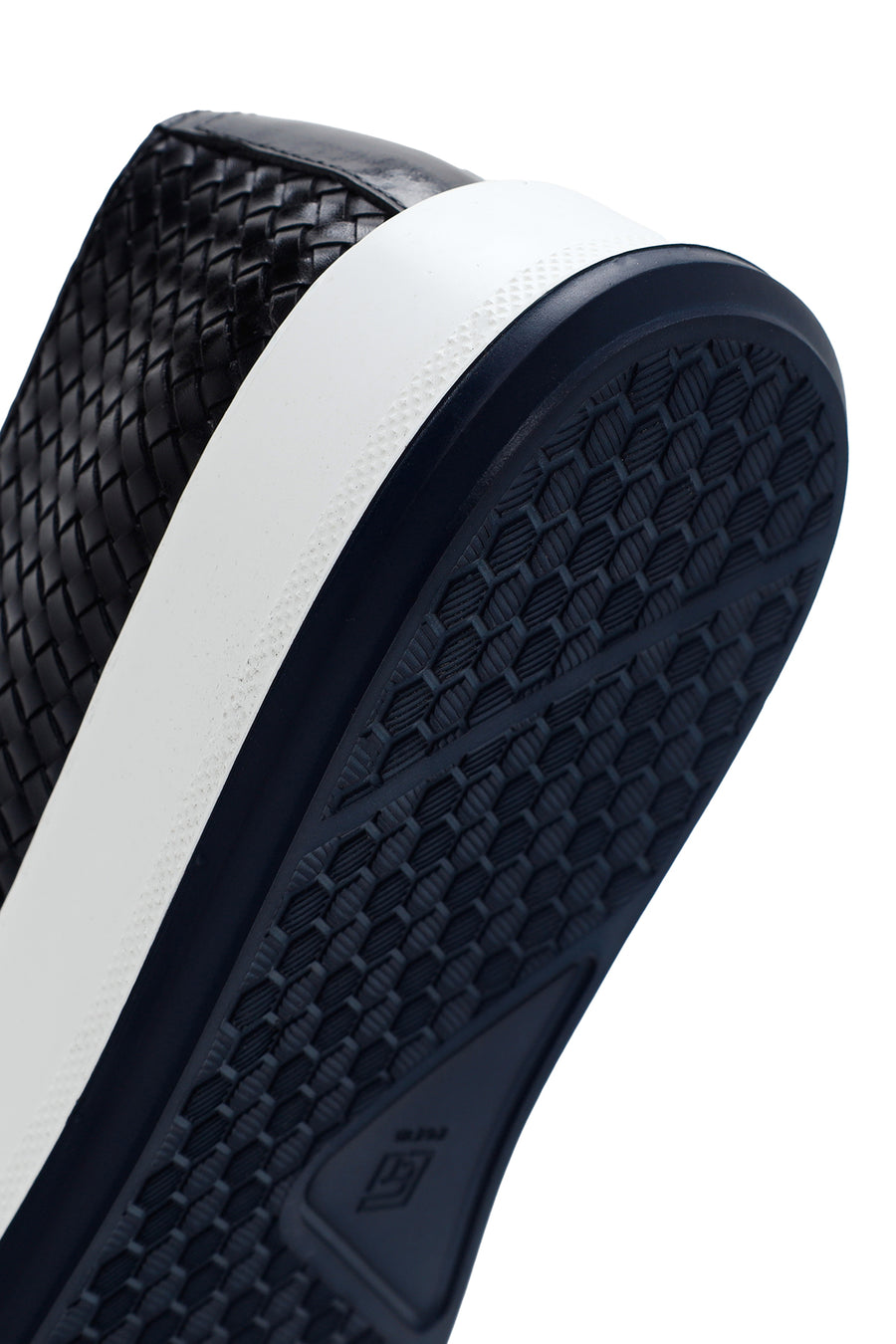 Men's Navy Blue Lace-Up Knitted Leather Casual Shoes