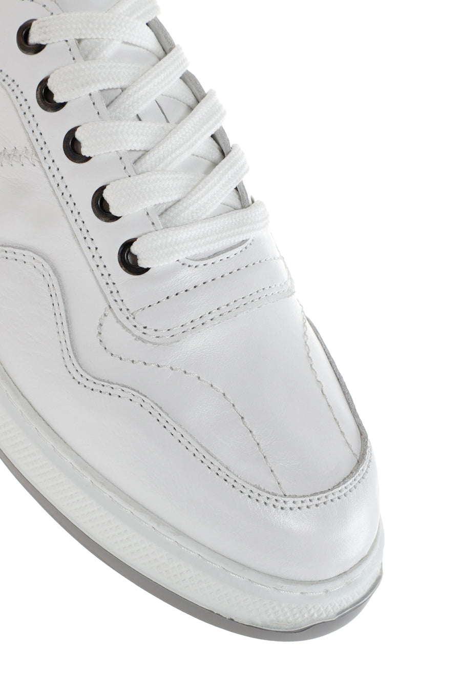 Erkek Beyaz Bağcıklı Deri Sneaker