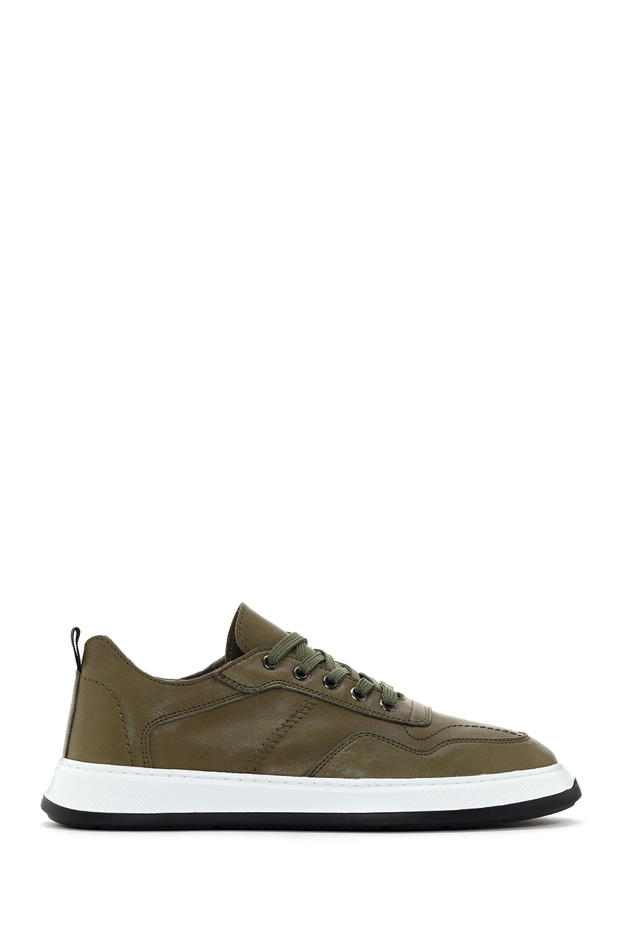 Men's Khaki Lace-up Leather Sneaker
