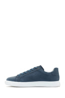 Erkek Lacivert Bağcıklı Nubuk Deri Sneaker | Derimod