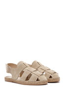 Men's Beige Suede Leather Sandals | Derimod
