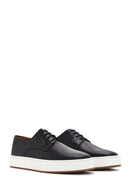 Erkek Siyah Bağcıklı Deri Sneaker | Derimod