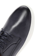 Erkek Lacivert Bağcıklı Deri Sneaker | Derimod