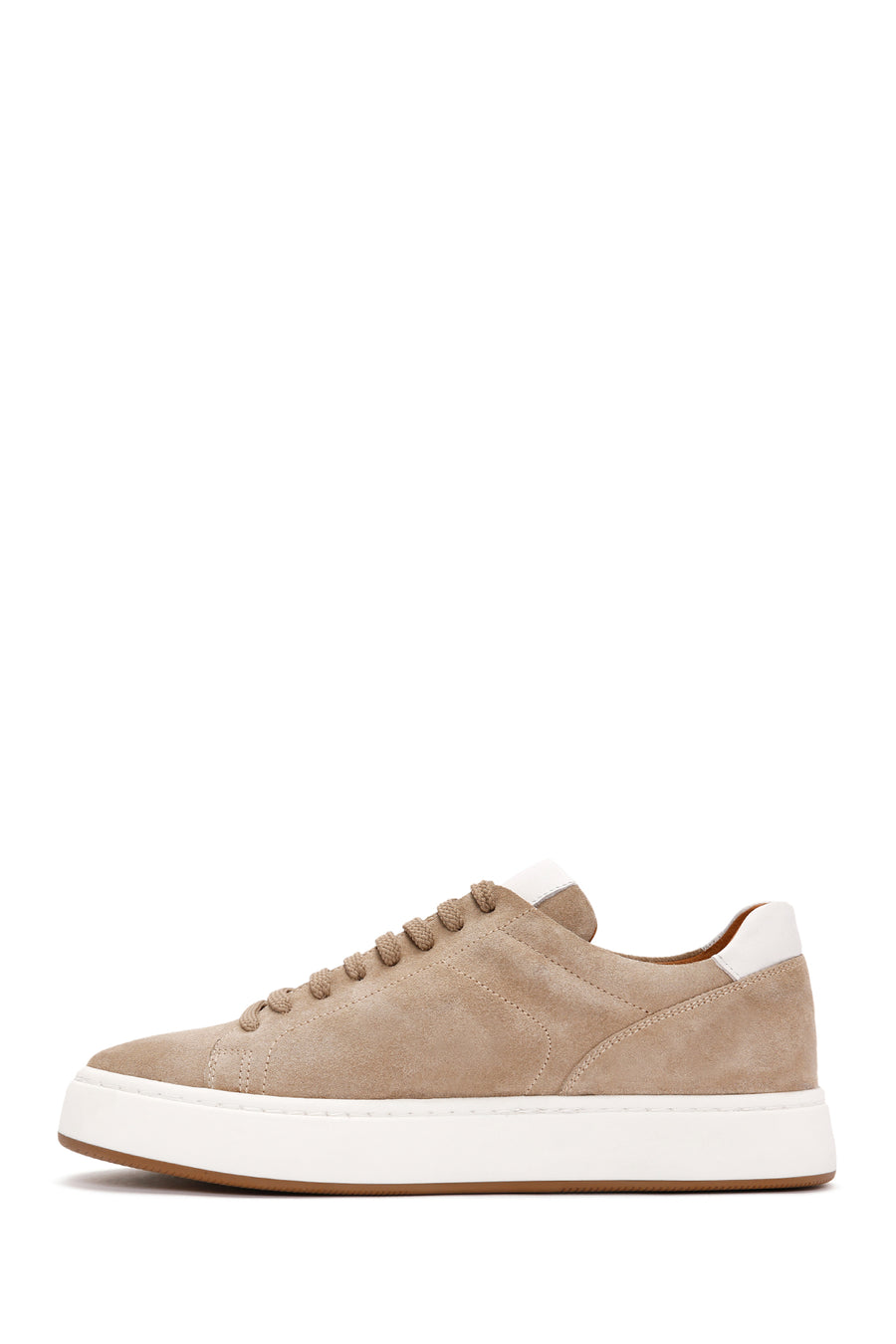 Erkek Bej Bağcıklı Süet Deri Sneaker