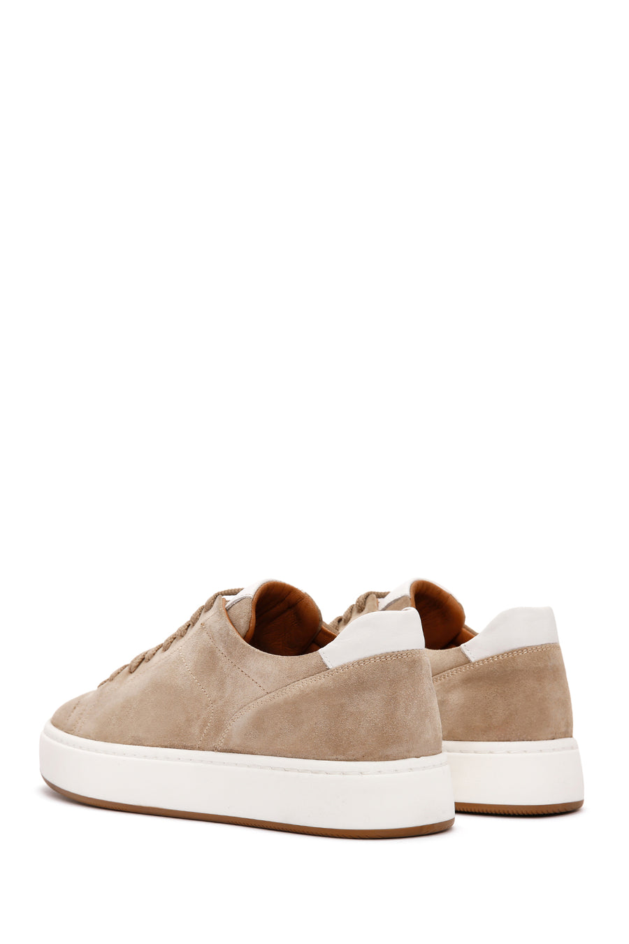 Erkek Bej Bağcıklı Süet Deri Sneaker