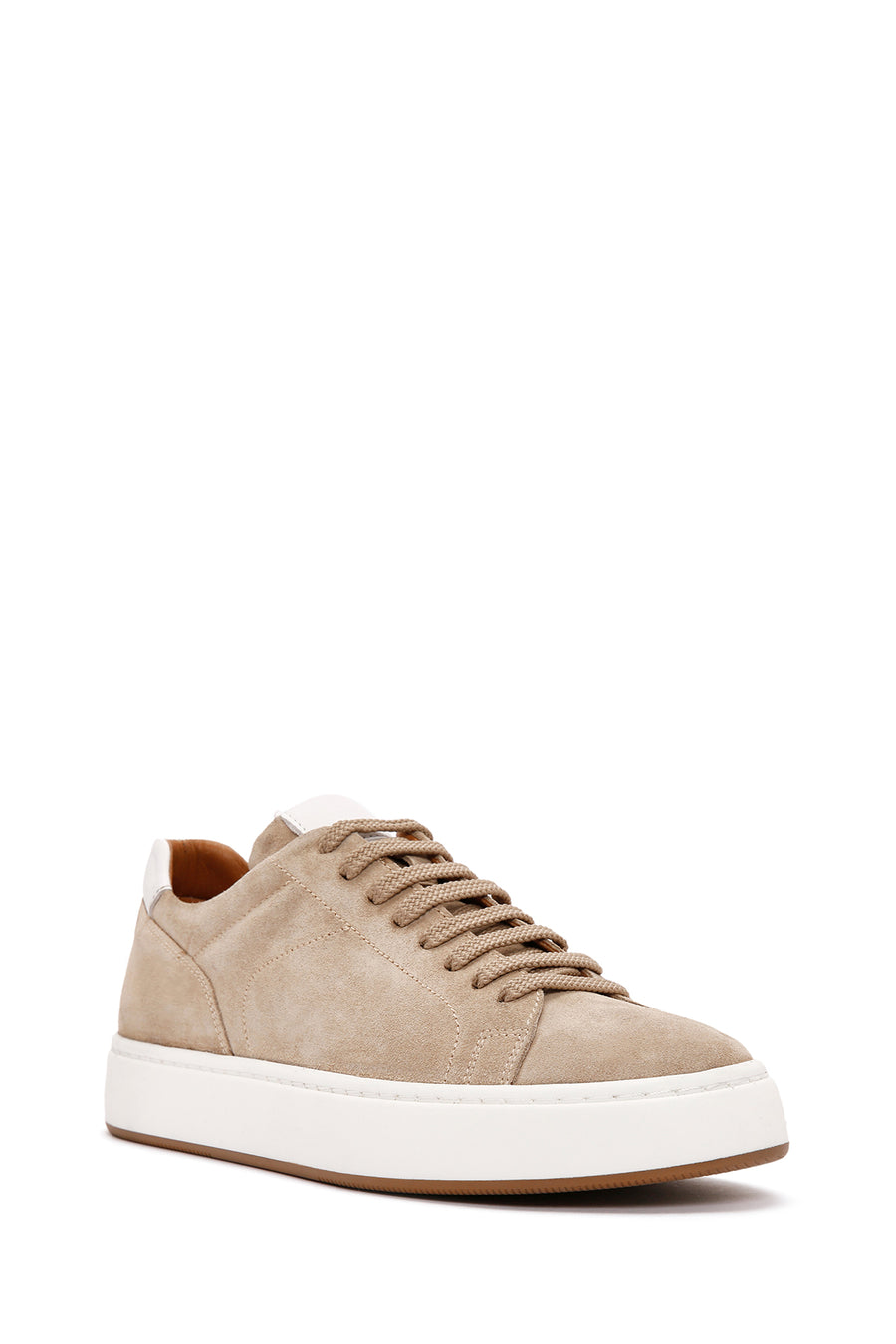 Erkek Bej Bağcıklı Süet Deri Sneaker