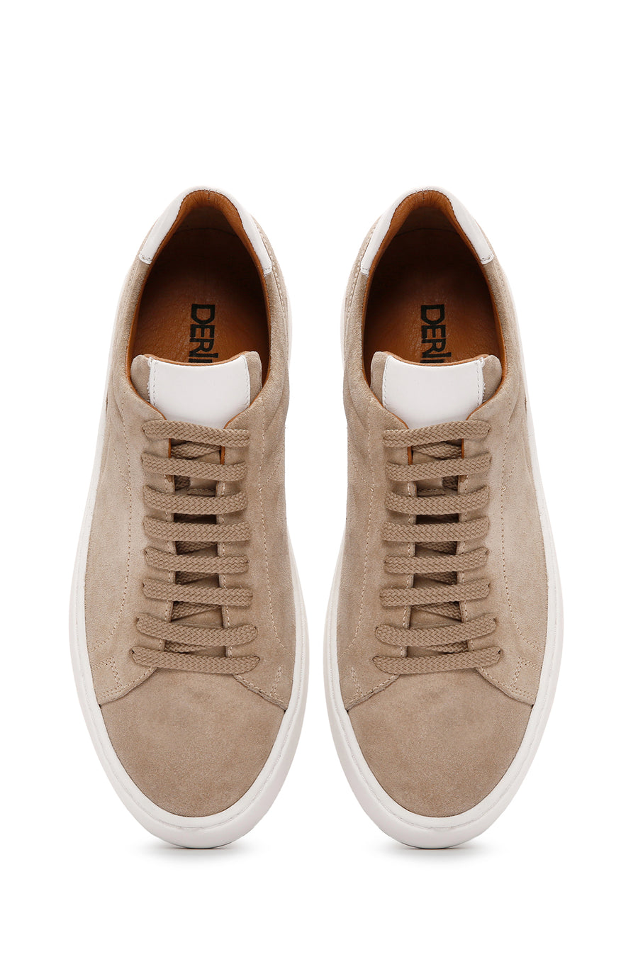 Erkek Bej Bağcıklı Süet Deri Sneaker
