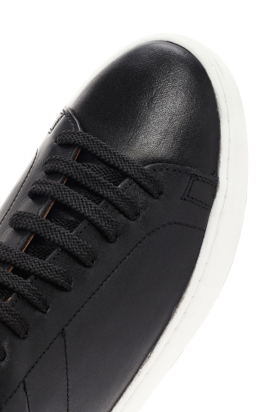Erkek Siyah Bağcıklı Deri Sneaker