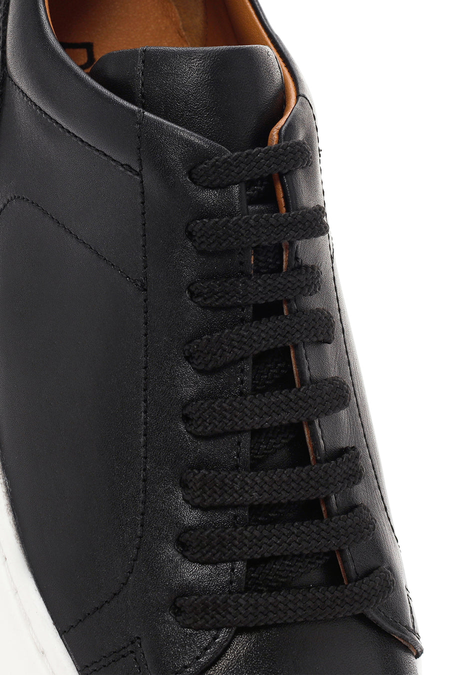 Erkek Siyah Bağcıklı Deri Sneaker