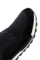 Erkek Siyah Bağcıklı Deri Sneaker | Derimod