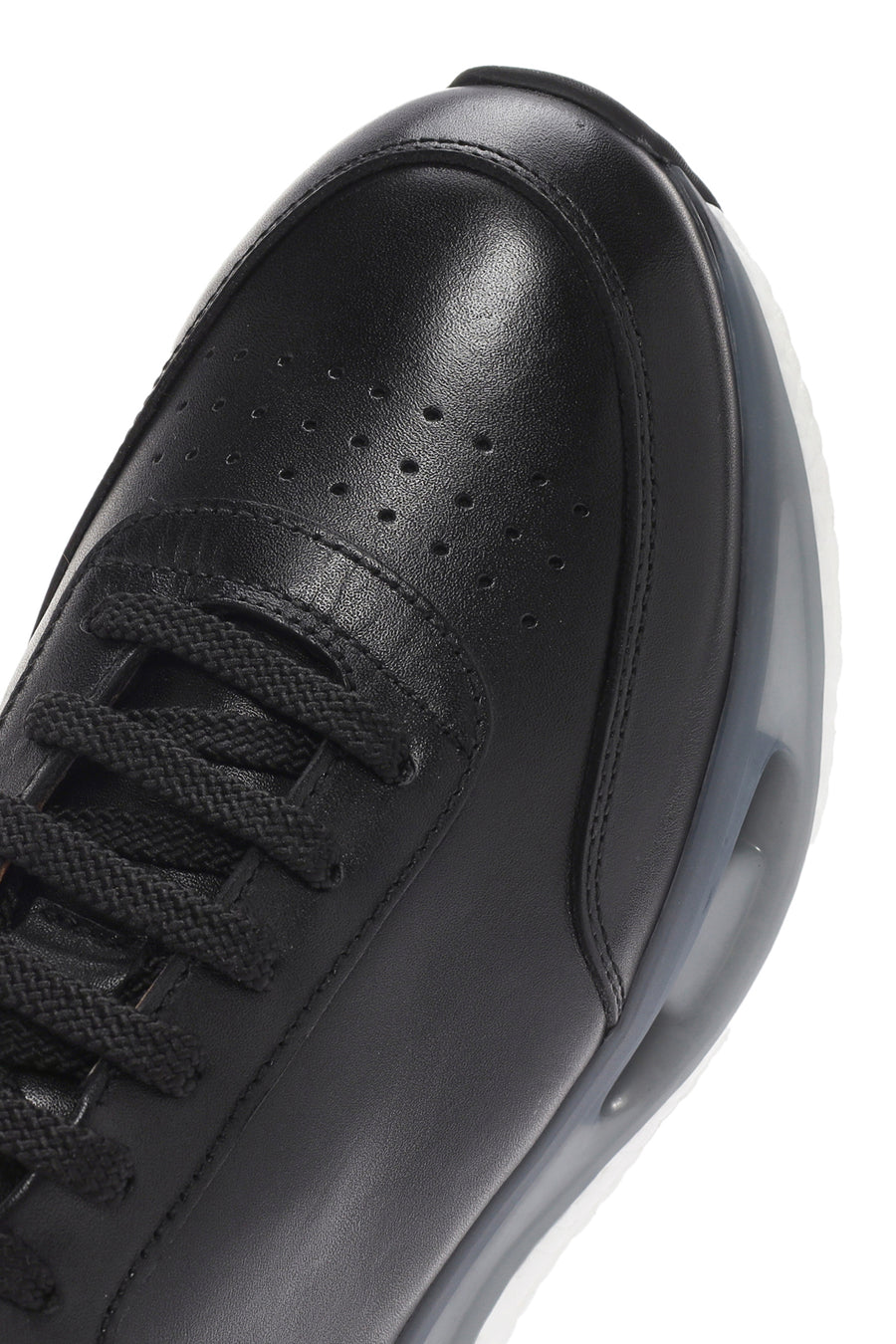 Erkek Siyah Kalın Tabanlı Bağcıklı Deri Sneaker
