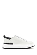 Erkek Beyaz Kalın Tabanlı Bağcıklı Deri Sneaker | Derimod
