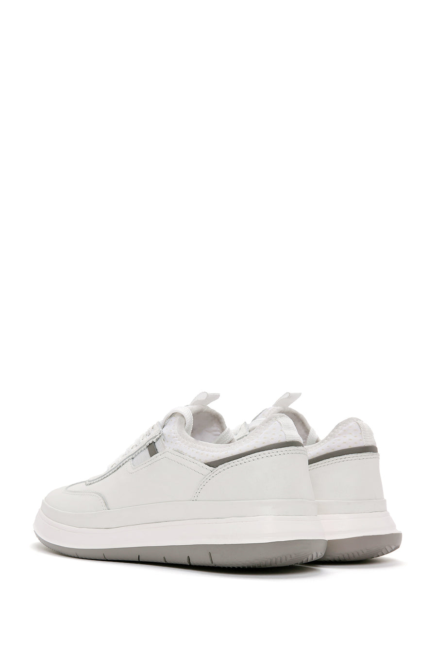 Erkek Beyaz Bağcıklı Deri Sneaker