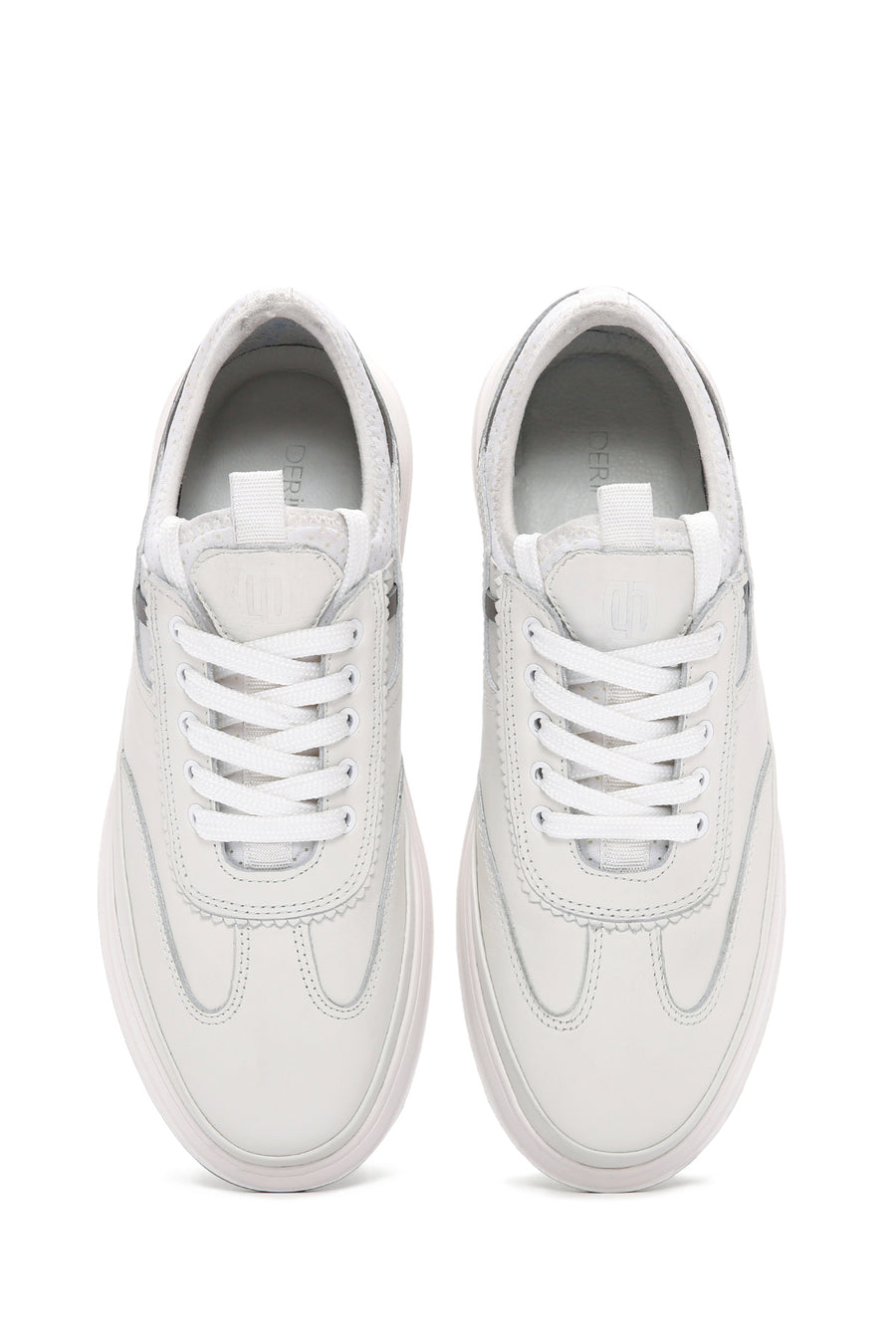 Erkek Beyaz Bağcıklı Deri Sneaker