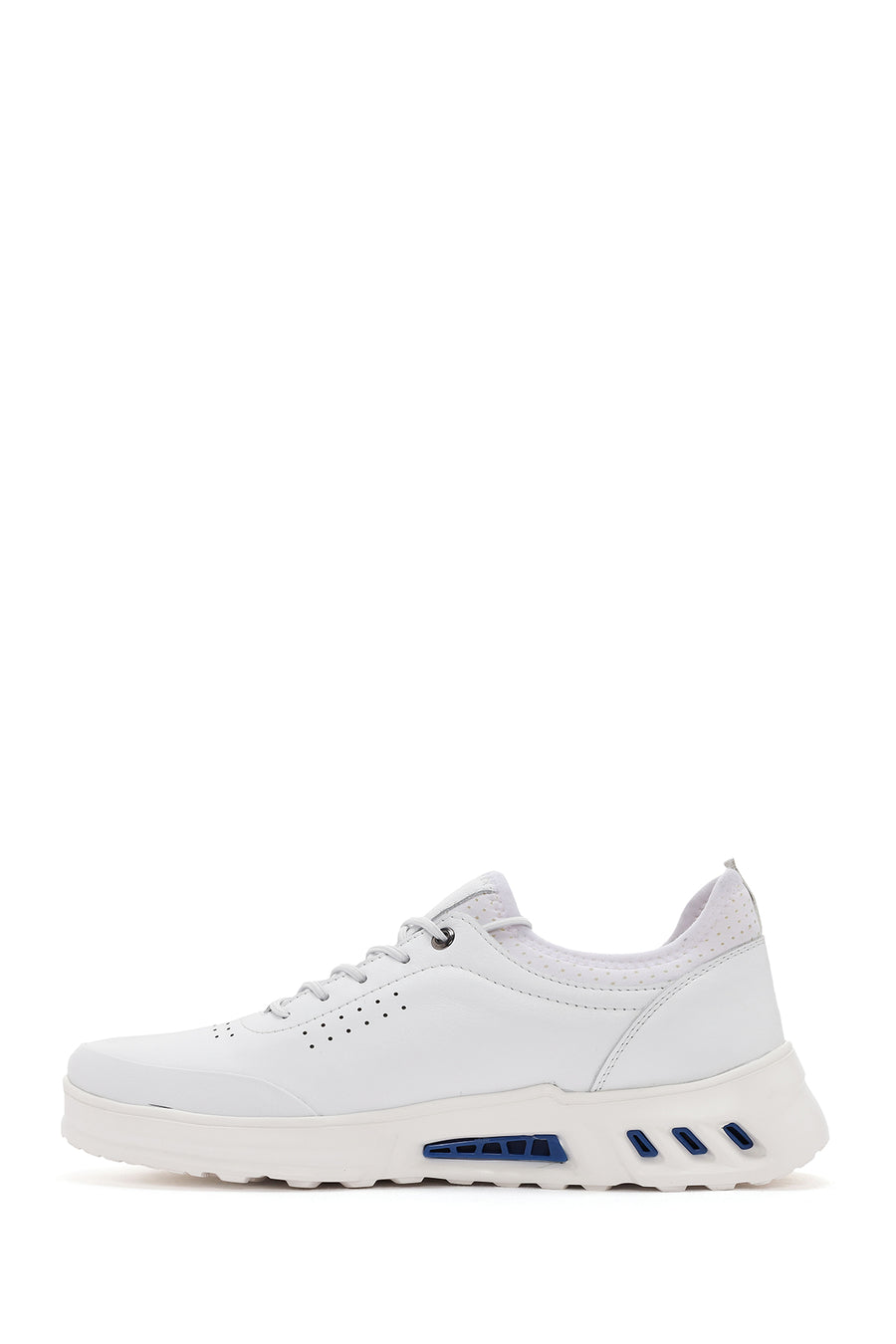 Erkek Beyaz Bağcıklı Deri Sneaker